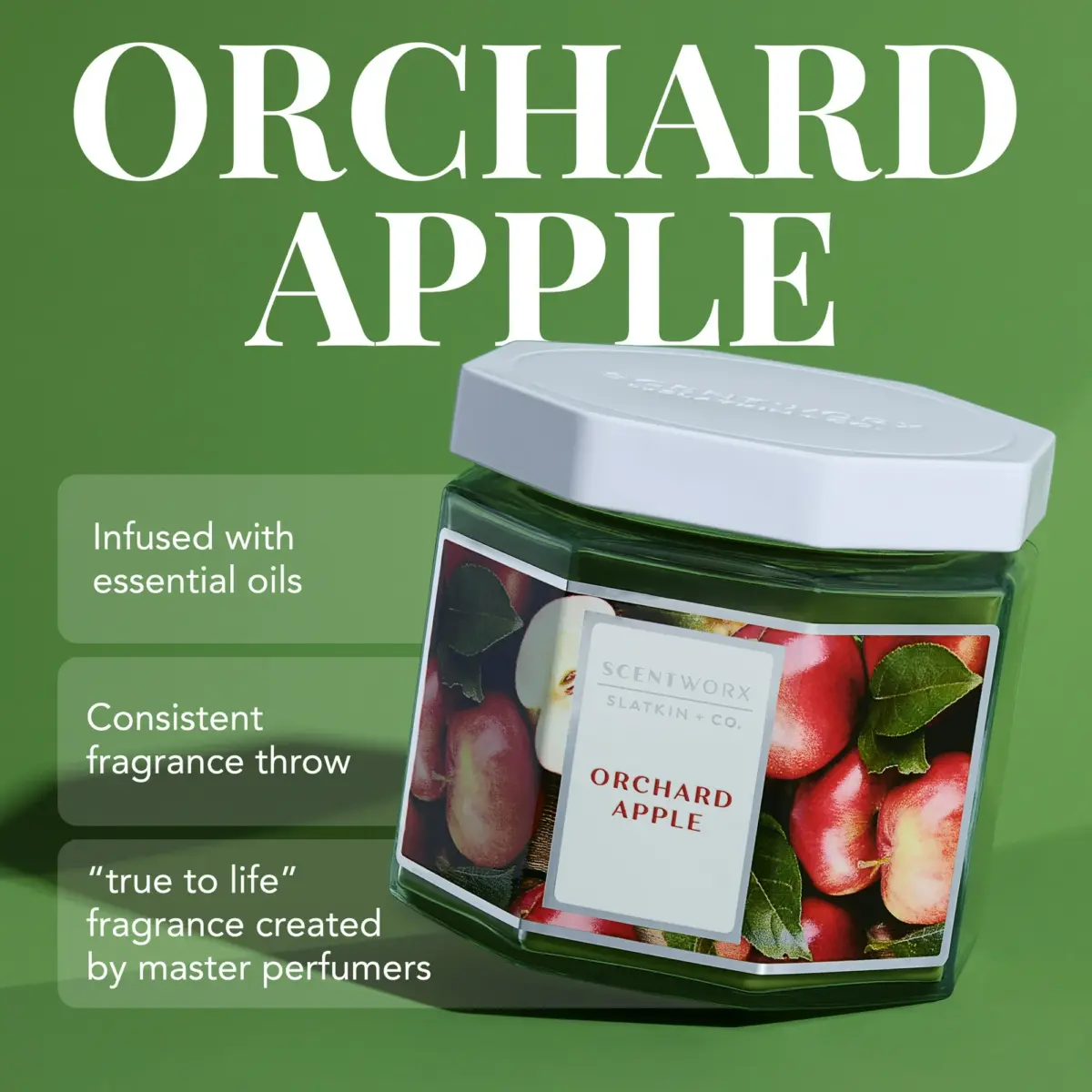 Scentworx 14.5 oz Orchard Apple 3-Wick Jar Candle by Slatkin & Co - Image 2