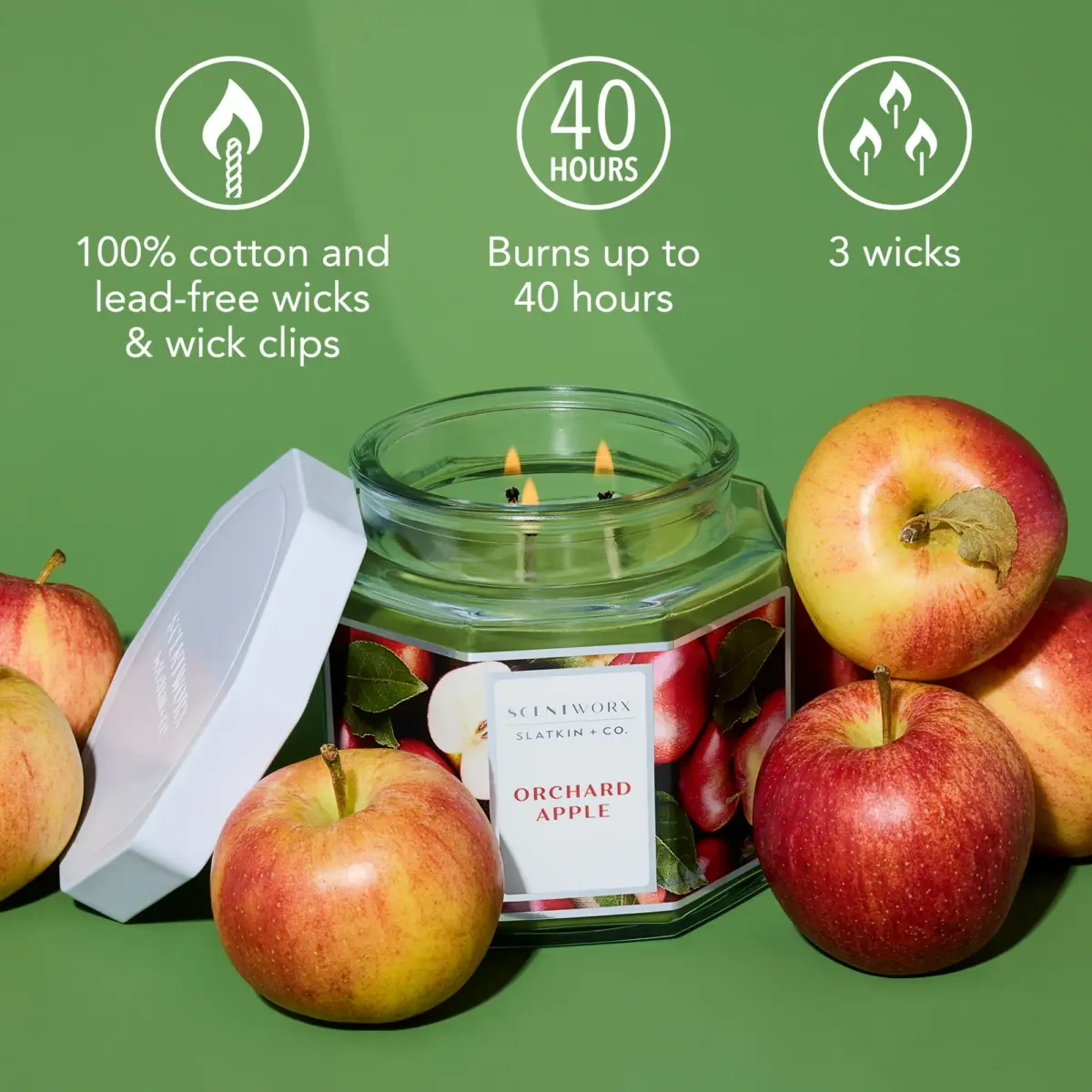 Scentworx 14.5 oz Orchard Apple 3-Wick Jar Candle by Slatkin & Co - Image 4
