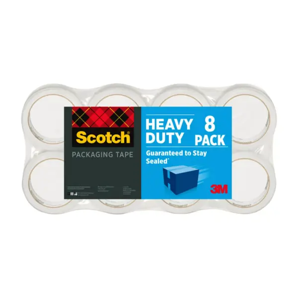 Scotch Heavy-Duty Shipping Packaging Tape, 1 8/9" x 1,573 1/5", 8 pk. - Clear