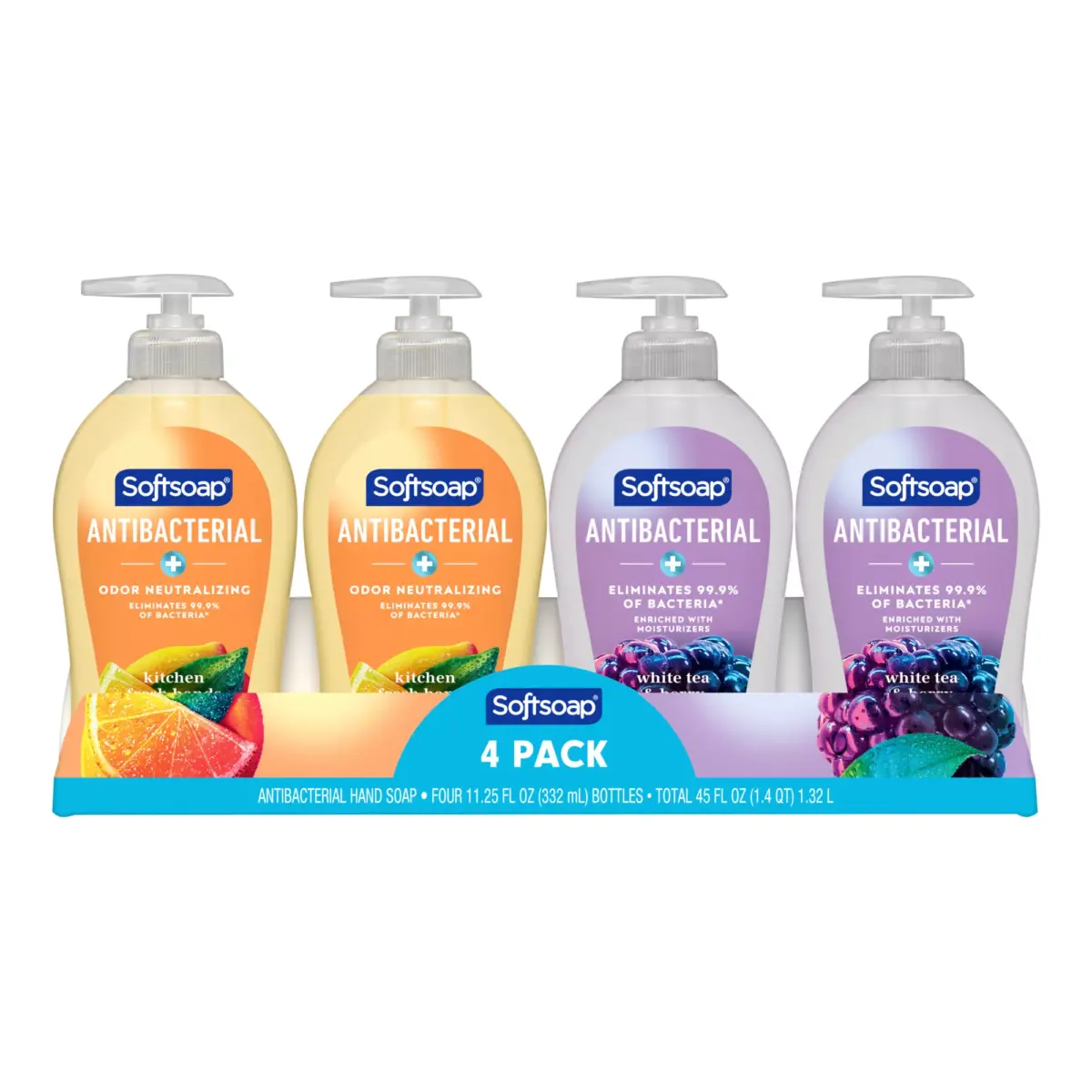 Softsoap Antibacterial Liquid Hand Soap - White Tea & Kitchen Fresh Scents, 4 pk./11.25 fl. oz. - Image 1