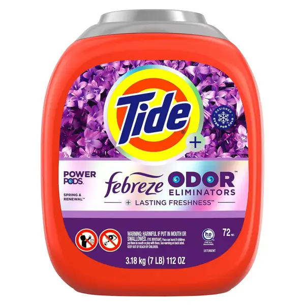 Tide Power PODS with Febreze Odor Eliminators - Spring & Renewal, 72 ct.