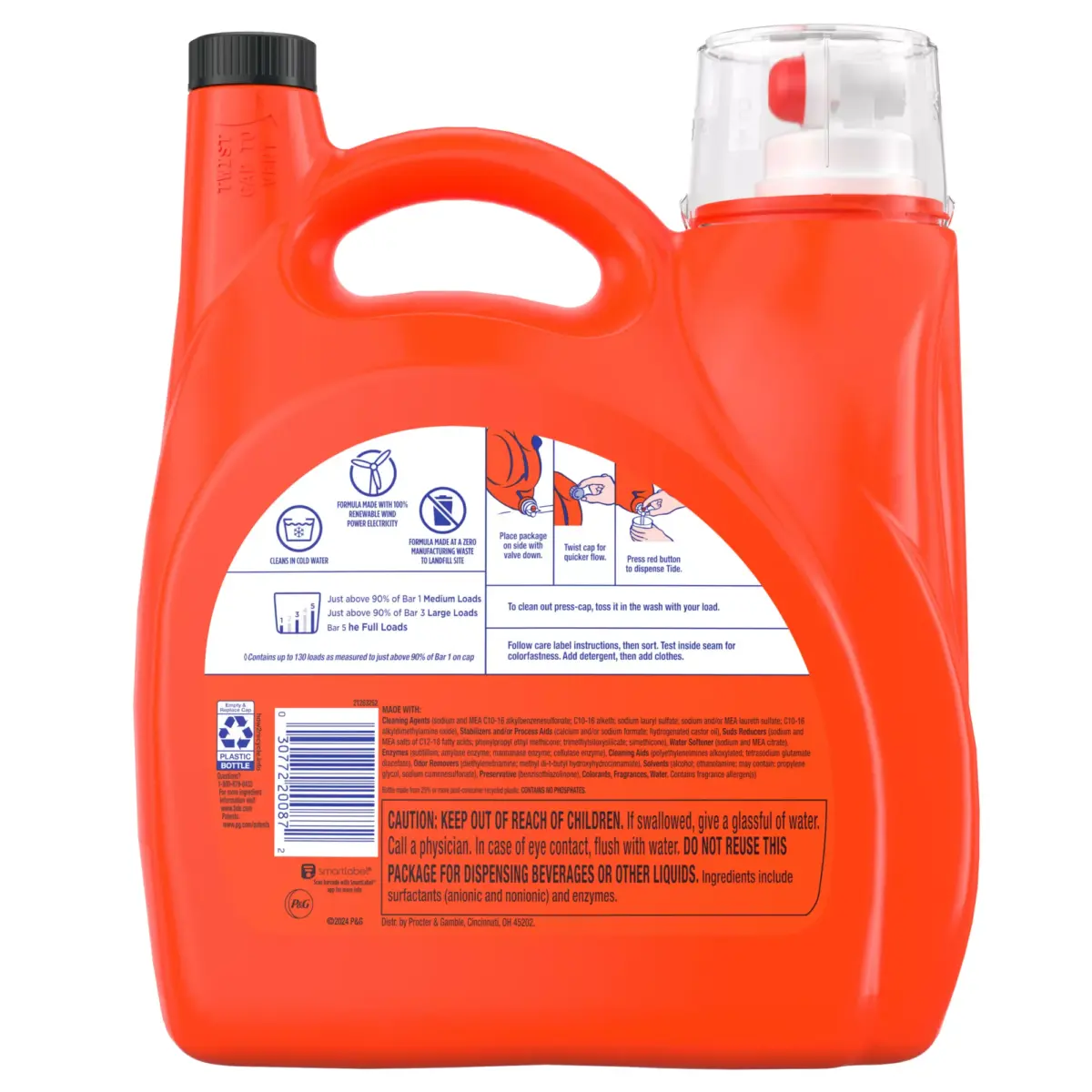 Tide Ultra Hygienic Clean Liquid Laundry Detergent - Original Scent, 130 loads/166 oz. - Image 2