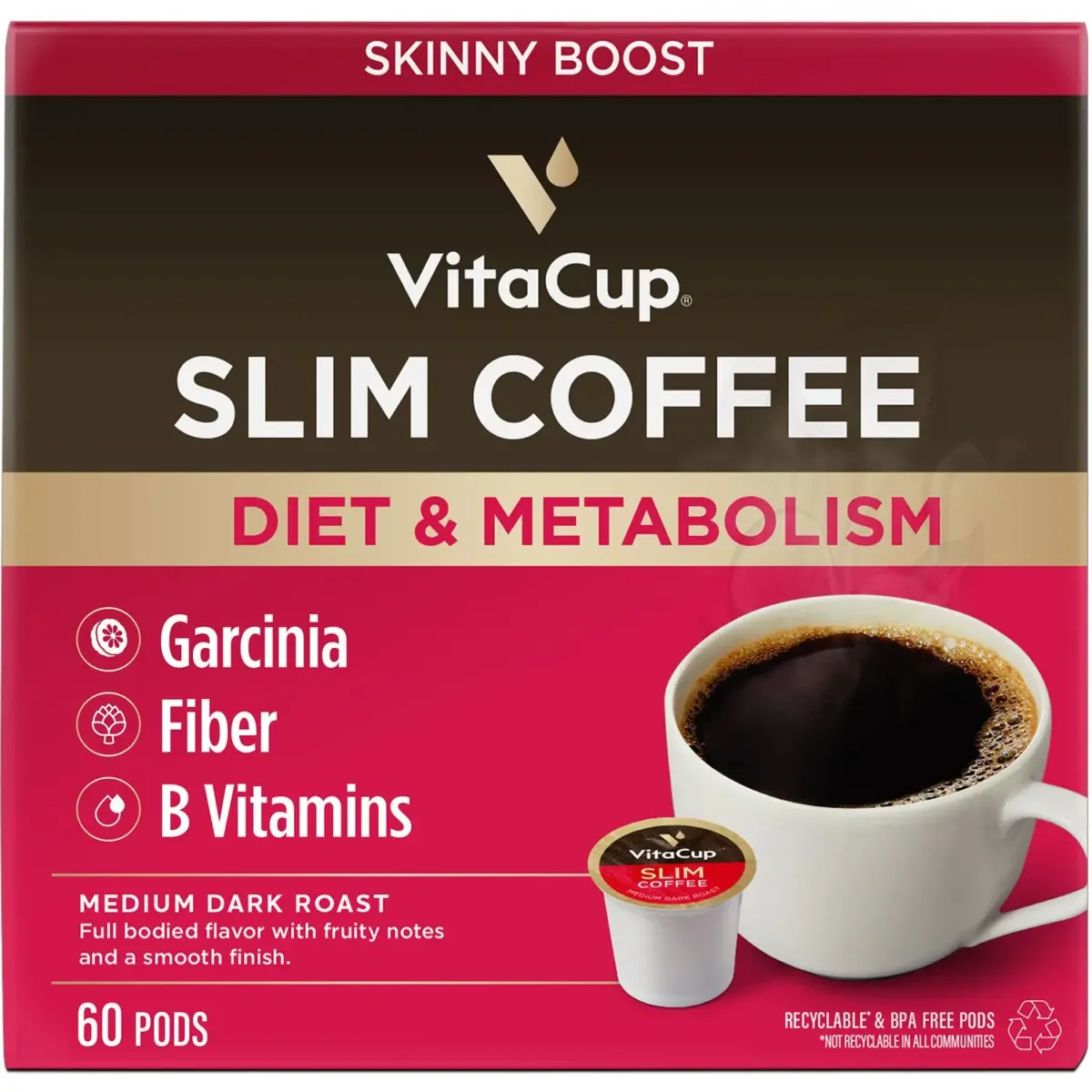 VitaCup Medium-Dark Roast Single Serve Coffee Cups, Slim Blend 60 ct. - Image 1